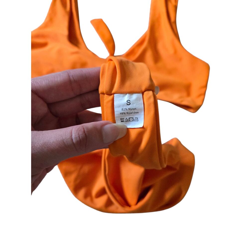 Orange two piece bikini, size small - Picture 3 of 7